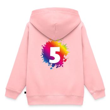 5 nombre de taches - Sweat Premium à capuche enfant bio - rose - Dos - AI Model Kid Female (0cm)