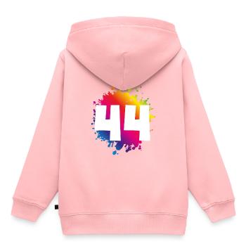 44 nombre de taches - Sweat Premium à capuche enfant bio - rose - Dos - AI Model Kid Female (0cm)