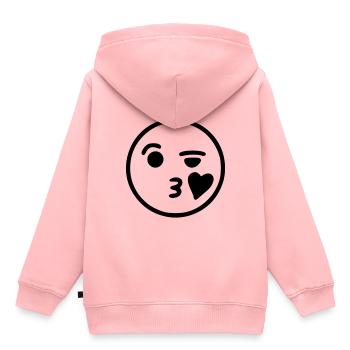 Emoji sketch kiss noir - Sweat Premium à capuche enfant bio - rose - Dos - AI Model Kid Female (0cm)