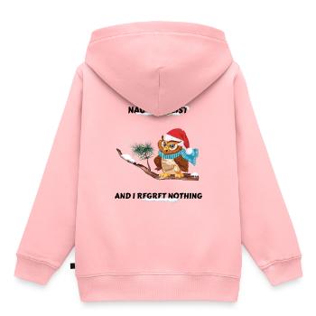 Hibou effronté sur la liste des pères Noël - Sweat Premium à capuche enfant bio - rose - Dos - AI Model Kid Female (0cm)