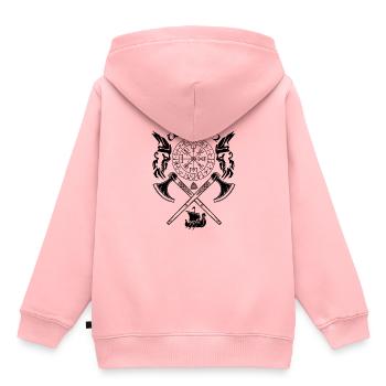 Wotan-VIKING-Viking SYMBOLES-RUNES VIKINGS - Sweat Premium à capuche enfant bio - rose - Dos - AI Model Kid Female (0cm)