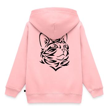 Chat Tribal Tattoo - Sweat Premium à capuche enfant bio - rose - Dos - AI Model Kid Female (0cm)