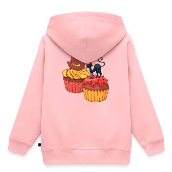 Gâteau au muffin Halloween - Sweat Premium à capuche enfant bio - rose - Dos - AI Model Kid Female (0cm)