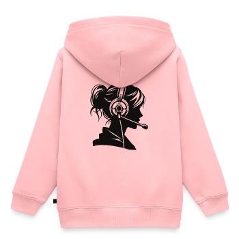 Centre d’appels futuriste – Communication - Sweat Premium à capuche enfant bio - rose - Dos - AI Model Kid Female (0cm)