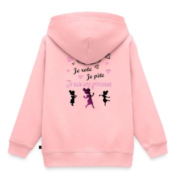 Princesse. Je suis une princesse. - Sweat Premium à capuche enfant bio - rose - Dos - AI Model Kid Female (0cm)