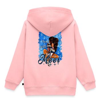 Ich will Meer Mädchen brünett Illustration Spruch - Kinder Premium Organic Hoodie - Rosa - Hinten - AI Model Kid Female (0cm)