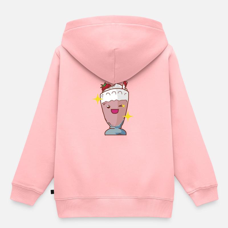 Milchshake Erdbeershake Erdbeermilchshake Shake - Kinder Premium Organic Hoodie - Rosa