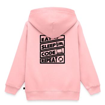 Essen Schlafen Kodieren Wiederholung | Kodierer - Kinder Premium Organic Hoodie - Rosa - Hinten - AI Model Kid Female (0cm)