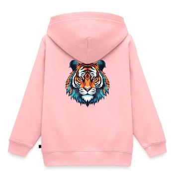 Tiger Portrait - Kinder Premium Organic Hoodie - Rosa - Hinten - AI Model Kid Female (0cm)