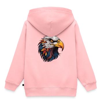 Adler Portrait - Kinder Premium Organic Hoodie - Rosa - Hinten - AI Model Kid Female (0cm)