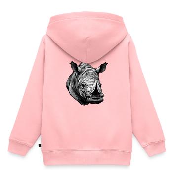 Nashorn Portrait - Kinder Premium Organic Hoodie - Rosa - Hinten - AI Model Kid Female (0cm)