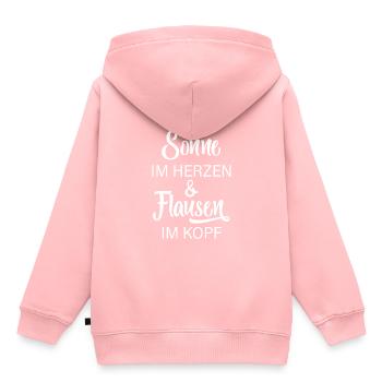 Sonne Im Herzen & Flausen Im Kopf - Kinder Premium Organic Hoodie - Rosa - Hinten - AI Model Kid Female (0cm)