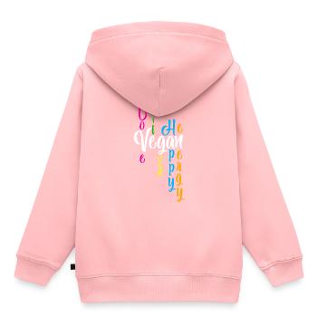Vegan - Love Life Good Happy Energy - Kinder Premium Organic Hoodie - Rosa - Hinten - AI Model Kid Female (0cm)