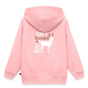 Team Rudolph - Noël - Sweat Premium à capuche enfant bio - rose - Dos - AI Model Kid Female (0cm)