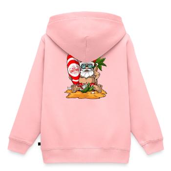 Noël en été Plage drôle de Santa Hawaiian - Sweat Premium à capuche enfant bio - rose - Dos - AI Model Kid Female (0cm)
