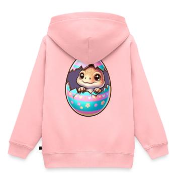 Ostern mit Dino - Kinder Premium Organic Hoodie - Rosa - Hinten - AI Model Kid Female (0cm)