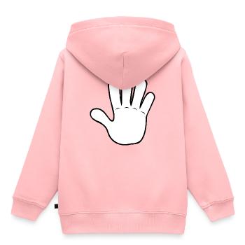 Hand Gimme 5 | Black/White - Kinder Premium Organic Hoodie - Rosa - Hinten - AI Model Kid Female (0cm)