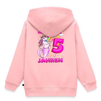 5. Geburtstag Einhorn Pferde Tochter Meerjungfrau - Kinder Premium Organic Hoodie - Rosa - Hinten - AI Model Kid Female (0cm)