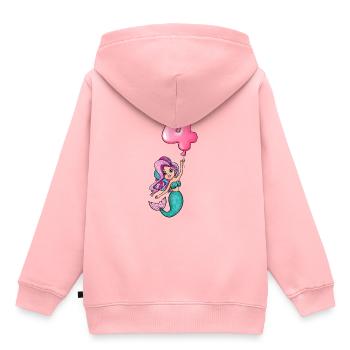 Enfants 4ème anniversaire sirène ballon 4 ans - Sweat Premium à capuche enfant bio - rose - Dos - AI Model Kid Female (0cm)