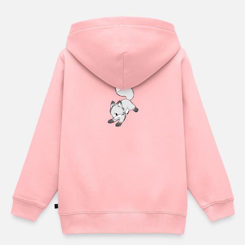 Petit renard gris - Sweat Premium à capuche enfant bio - rose