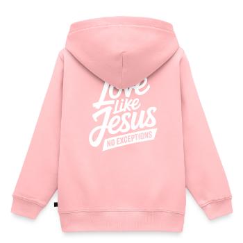 L’amour comme Jésus sans exception Chrétien - Sweat Premium à capuche enfant bio - rose - Dos - AI Model Kid Female (0cm)