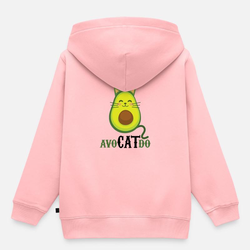 Chat Avocado jeu de mots - Sweat Premium à capuche enfant bio - rose