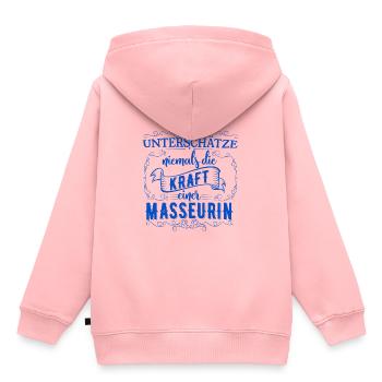 Unterschätze niemals die Kraft einer Masseurin - Kinder Premium Organic Hoodie - Rosa - Hinten - AI Model Kid Female (0cm)