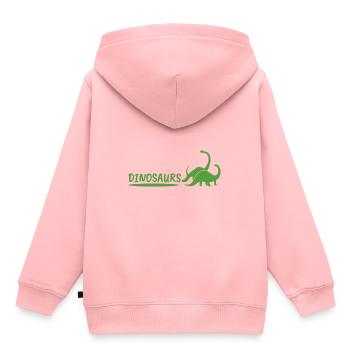 Dinosaurs en vert - dinosaures en vert - Sweat Premium à capuche enfant bio - rose - Dos - AI Model Kid Female (0cm)