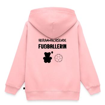Heranwachsende Fußballerin Geschenk Geburt Baby - Kinder Premium Organic Hoodie - Rosa - Hinten - AI Model Kid Female (0cm)