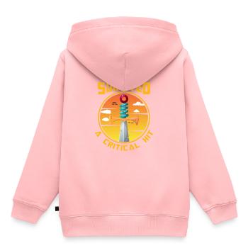 lustig ich habe einen kritischen Treffer überlebt, - Kinder Premium Organic Hoodie - Rosa - Hinten - AI Model Kid Female (0cm)