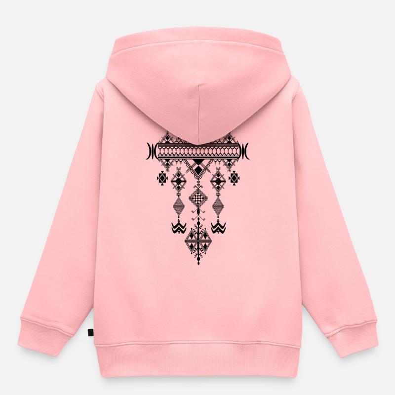 Motif berbère. format max - Sweat Premium à capuche enfant bio - rose