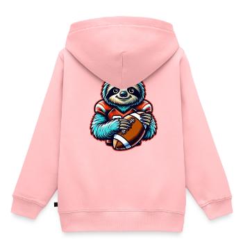 Cooler Faultier Quarterback American Football - Kinder Premium Organic Hoodie - Rosa - Hinten - AI Model Kid Female (0cm)