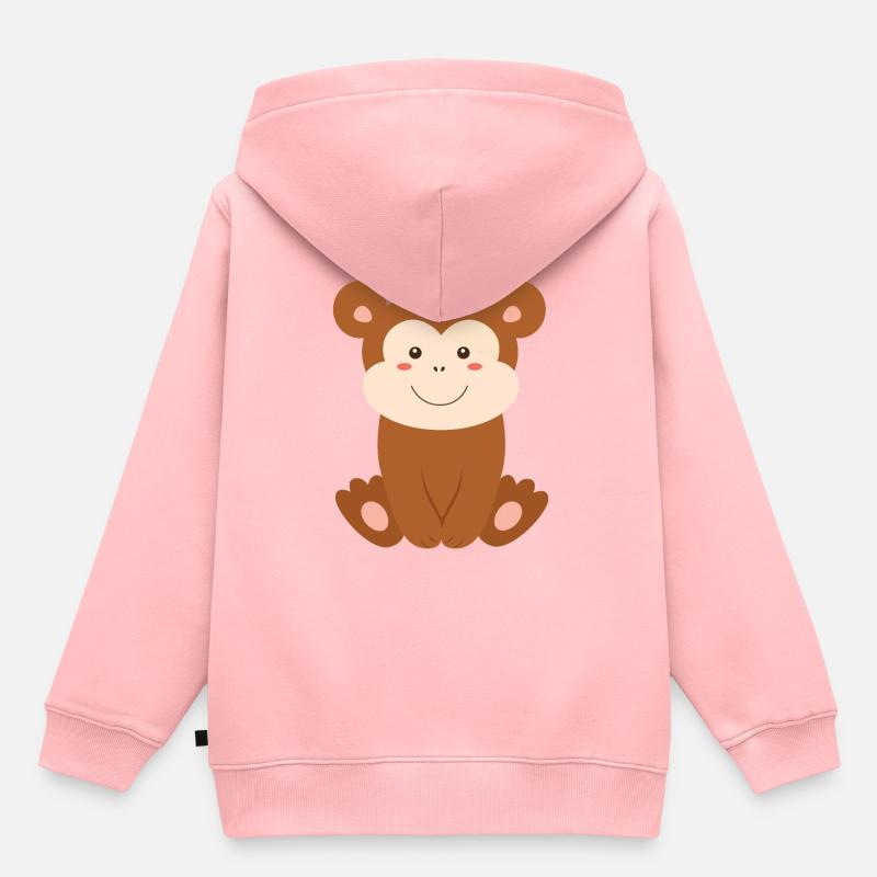 Bébé singes enfants - Sweat Premium à capuche enfant bio - rose