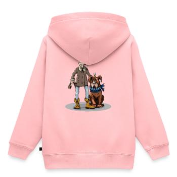 chien chien animal animal animal - Sweat Premium à capuche enfant bio - rose - Dos - AI Model Kid Female (0cm)