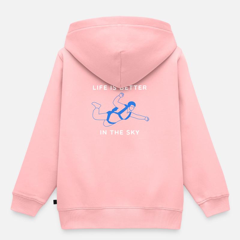 Parachutisme - Sweat Premium à capuche enfant bio - rose