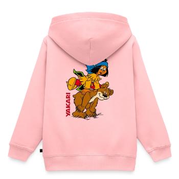 Yakari mit Bär - Kinder Premium Organic Hoodie - Rosa - Hinten - AI Model Kid Female (0cm)