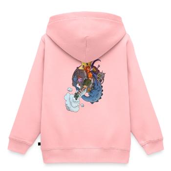 Jeu fille - Sweat Premium à capuche enfant bio - rose - Dos - AI Model Kid Female (0cm)