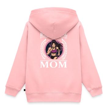Road Running Mom - design cool pour coureur sur route - Sweat Premium à capuche enfant bio - rose - Dos - AI Model Kid Female (0cm)