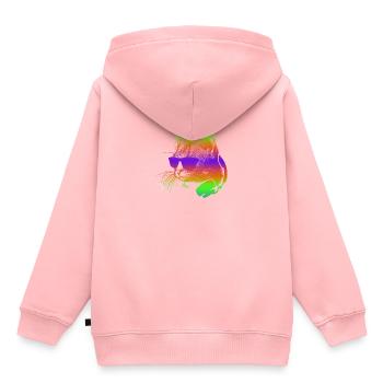 Edm Rave Rainbow Cat avec un casque cadeau - Sweat Premium à capuche enfant bio - rose - Dos - AI Model Kid Female (0cm)