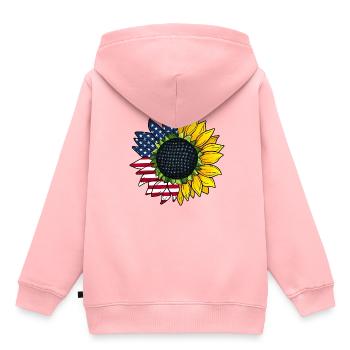 Amerikanische Sonnenblume - Kinder Premium Organic Hoodie - Rosa - Hinten - AI Model Kid Female (0cm)