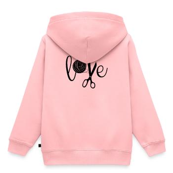 Tricot Tricot Crochet Tricoteur - Sweat Premium à capuche enfant bio - rose - Dos - AI Model Kid Female (0cm)