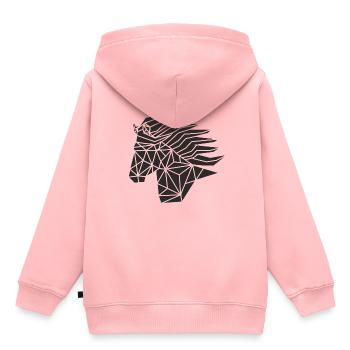 Islandpferdekopf geo black1 - Kinder Premium Organic Hoodie - Rosa - Hinten - AI Model Kid Female (0cm)