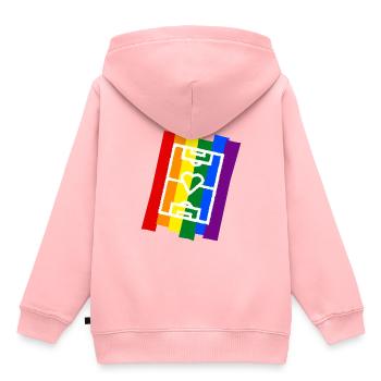 Fußballfeld mit Herz Regenbogen - Kinder Premium Organic Hoodie - Rosa - Hinten - AI Model Kid Female (0cm)