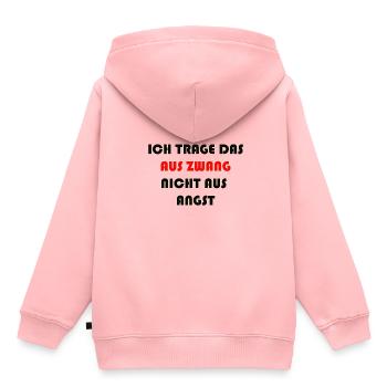 ICH TRAGE DAS AUS ZWANG NICHT AUS ANGST - Kinder Premium Organic Hoodie - Rosa - Hinten - AI Model Kid Female (0cm)
