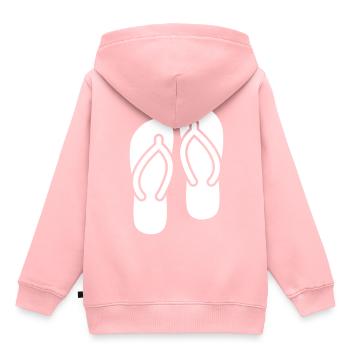 Icône Tongs - Sweat Premium à capuche enfant bio - rose - Dos - AI Model Kid Female (0cm)