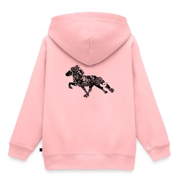 Isländische Blume - Islandpferd - Tölt - Kinder Premium Organic Hoodie - Rosa - Hinten - AI Model Kid Female (0cm)