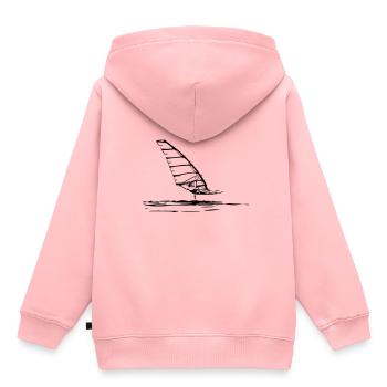 Windsurf Foil Sketch - Sweat Premium à capuche enfant bio - rose - Dos - AI Model Kid Female (0cm)