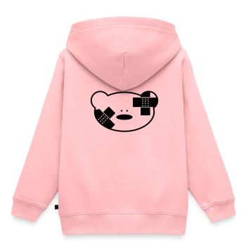 Lustiger Teddybär mit Pflaster - Kinder Premium Organic Hoodie - Rosa - Hinten - AI Model Kid Female (0cm)