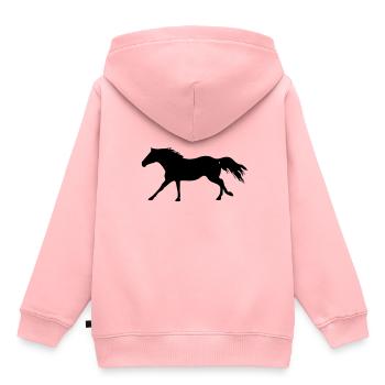 Pferd-QH-Galopp - Kinder Premium Organic Hoodie - Rosa - Hinten - AI Model Kid Female (0cm)