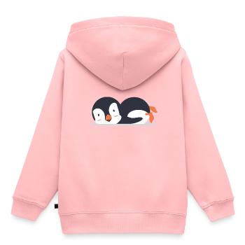 Pinguin - Kinder Premium Organic Hoodie - Rosa - Hinten - AI Model Kid Female (0cm)